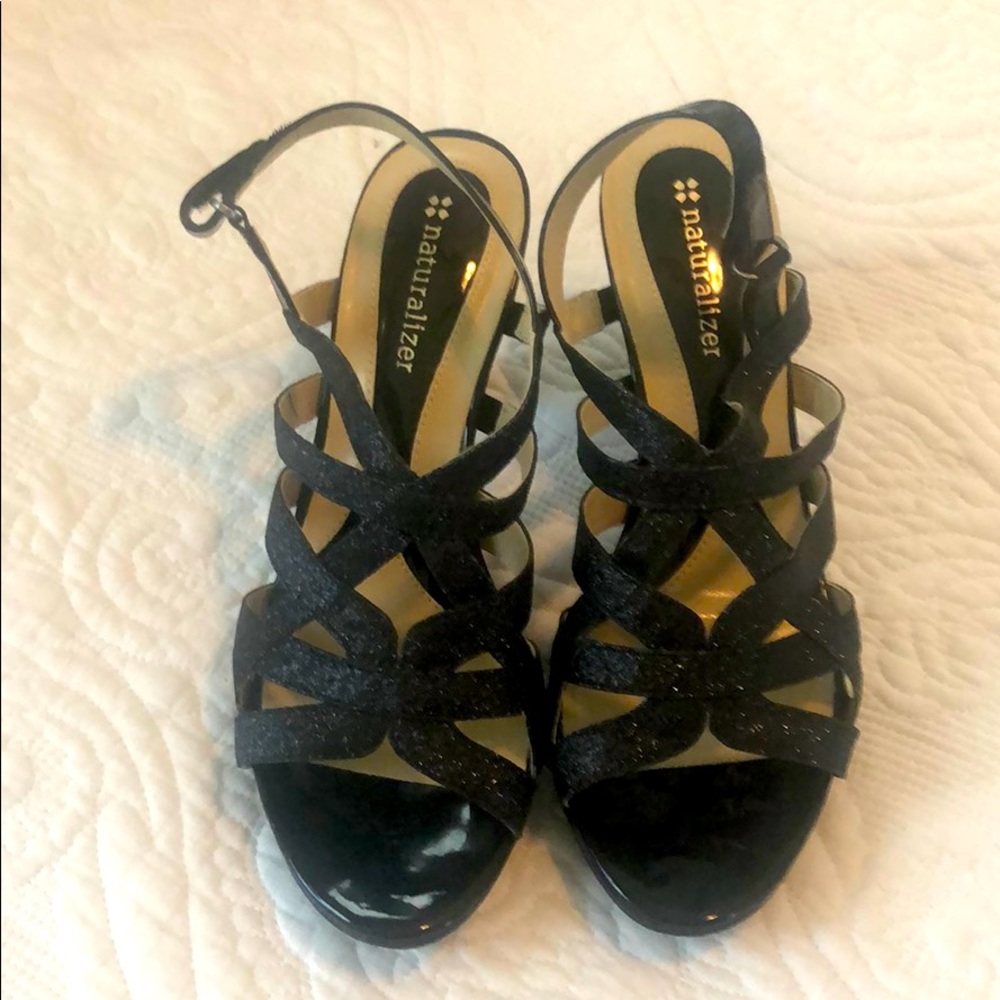 Black sparkle heels